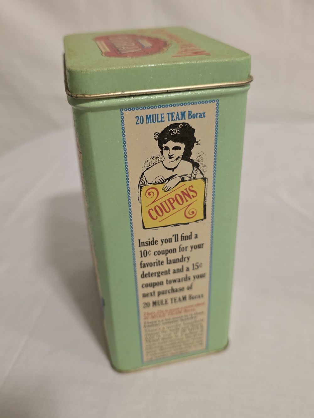 Retro 20 Mule Team BORAX Cleaner Collector Tin Laundry Room Decor Empty 6½" X 4" - Picture 2 of 9